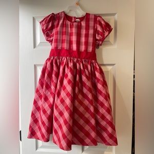 Oshkosh girls pink and red striped spring dress, size 10